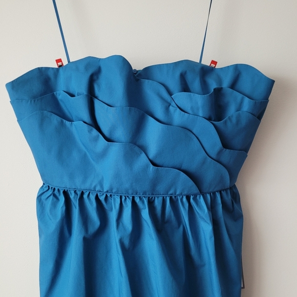 NWT J. Crew Special Occasions Samantha Scalloped Bodice Strapless Dress Blue - Picture 5 of 16